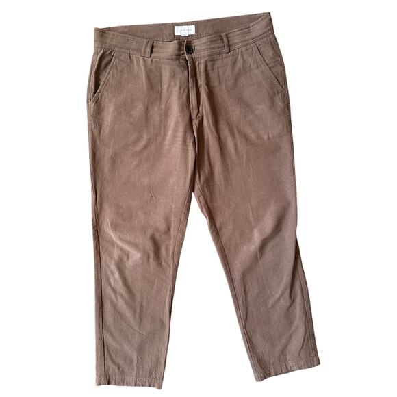 I Love Ugly Slim Cropped Kobe Pants in Brown Cotton Linen Size XXL - Picture 1 of 6